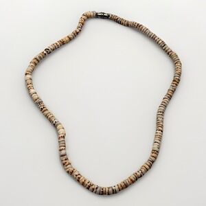 Vintage Shell Fragment Beaded Necklace Natural Beachy Boho Retro